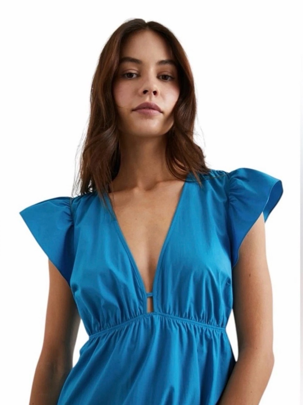 Rails Tina Bright Blue Flutter Sleeve Midi/Maxi Dress Size Small | MSRP $248 - Picture 3 of 9